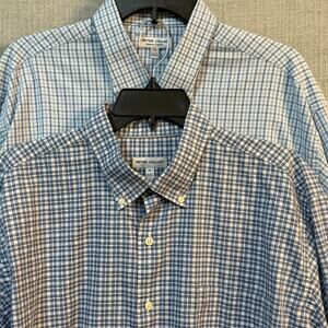 2 Peter Millar Button Down Long Sleeve Shirts Blue Mens XL
